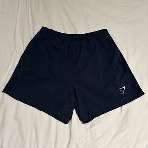 Mens Gymshark 5” shorts size L, Navy with drawstring waist & zipper side pockets